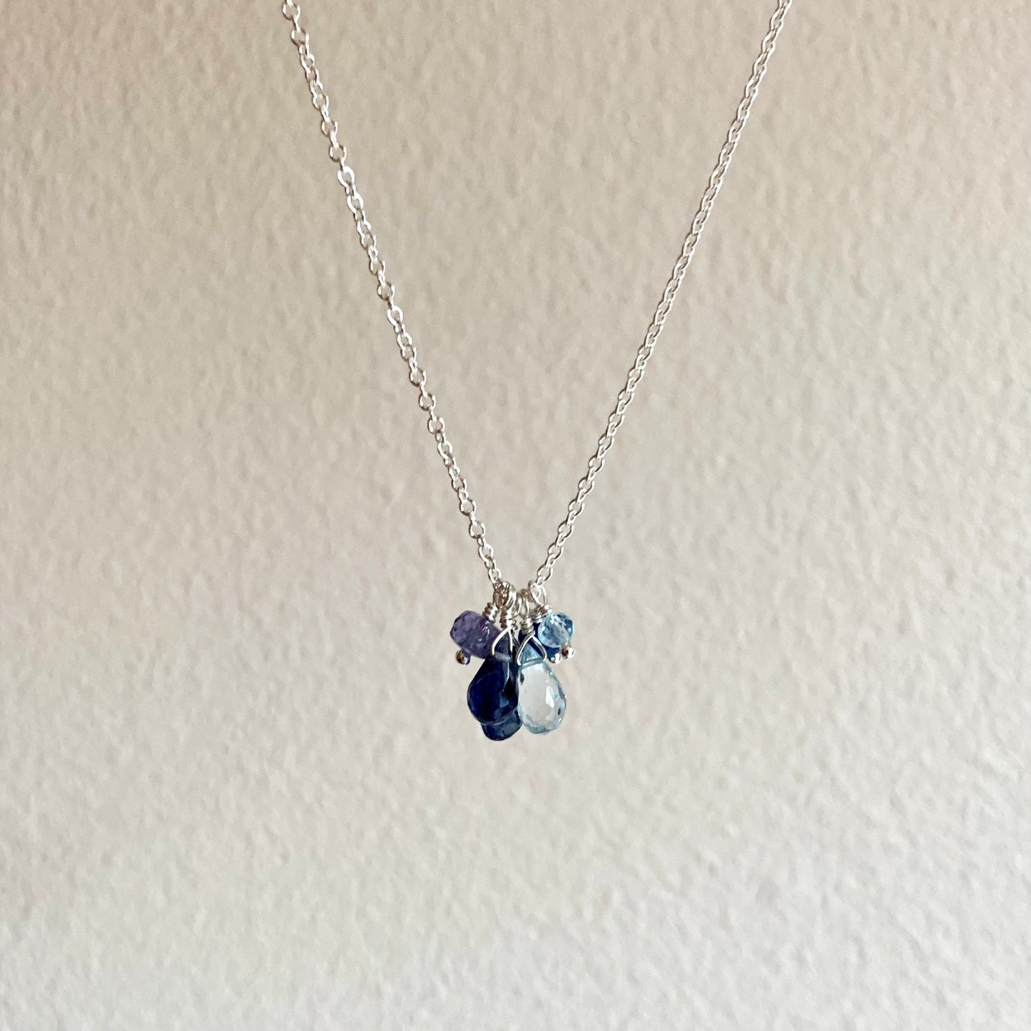Blue Gemstone Cluster Necklace