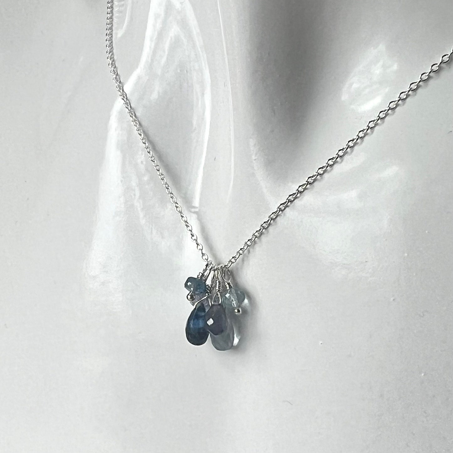 Blue Gemstone Cluster Necklace