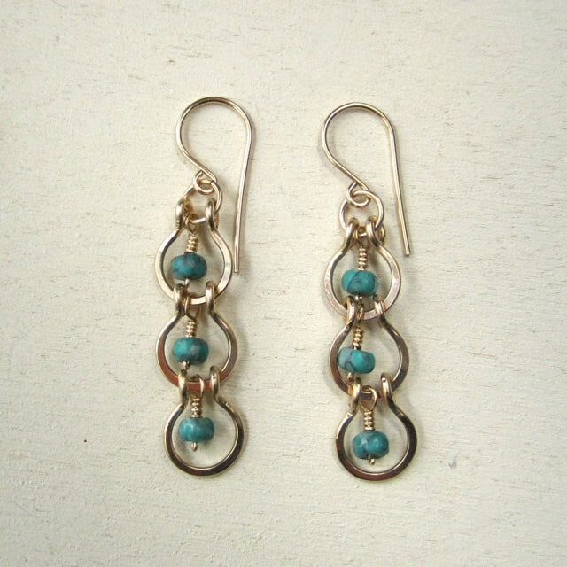 14K Gold-Fill & Matte Green Jasper Cascading Halo Earrings