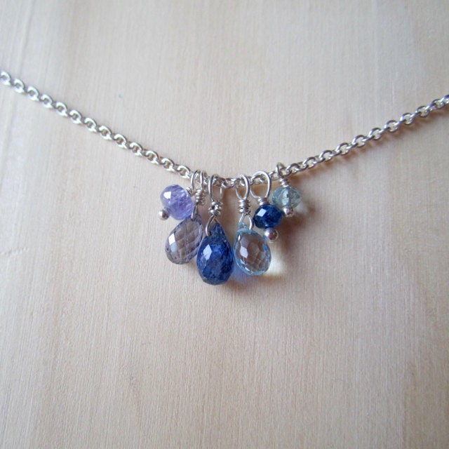 Blue Gemstone Cluster Necklace