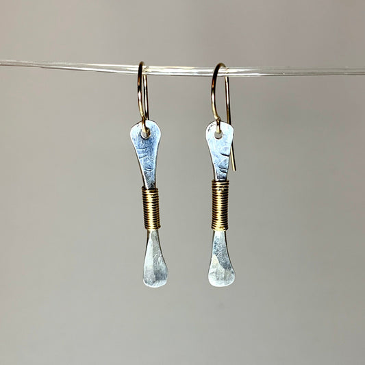 Hand-Forged Mixed Metal Silhouette Drop Earrings