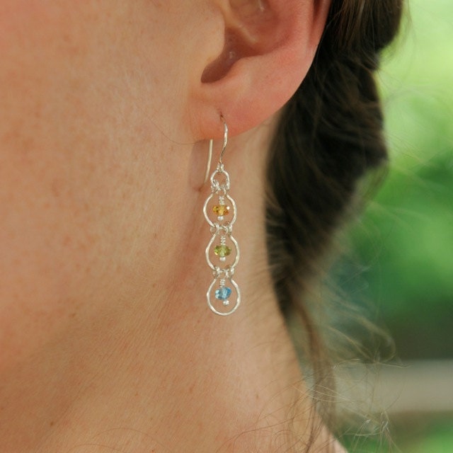 14K Gold-Fill & Matte Green Jasper Cascading Halo Earrings