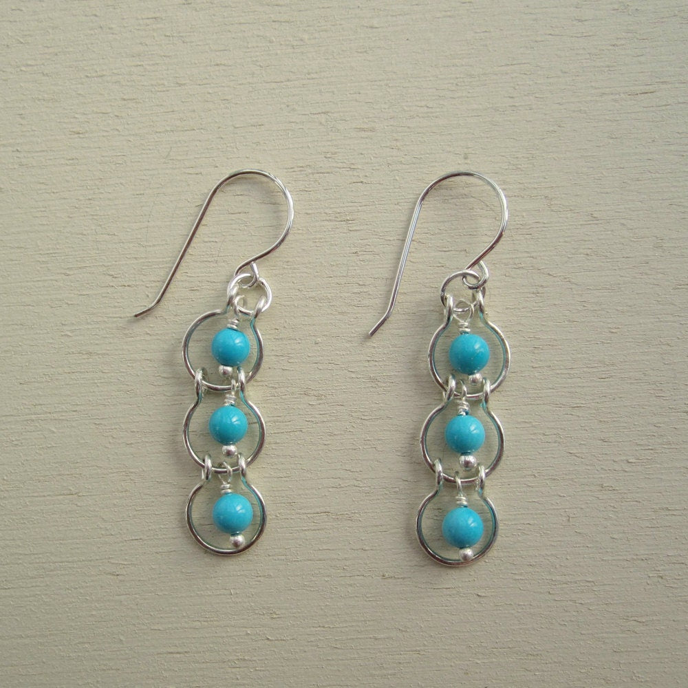 Sterling Silver & Turquoise Howlite Cascading Halo Earrings