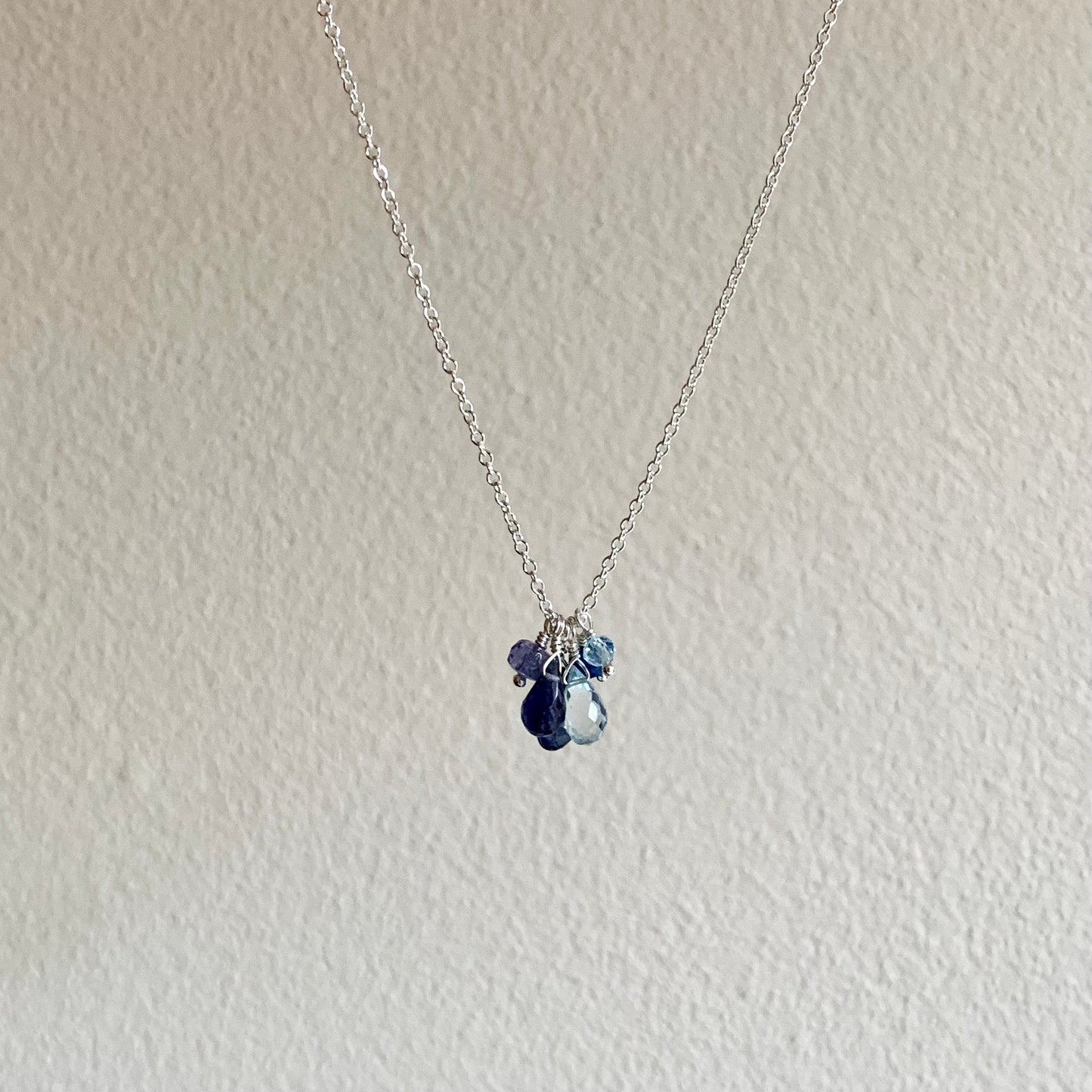 Blue Gemstone Cluster Necklace