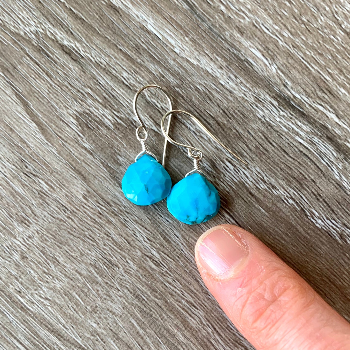 Bright Blue Turquoise Wire-Wrapped Earrings