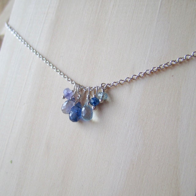 Blue Gemstone Cluster Necklace
