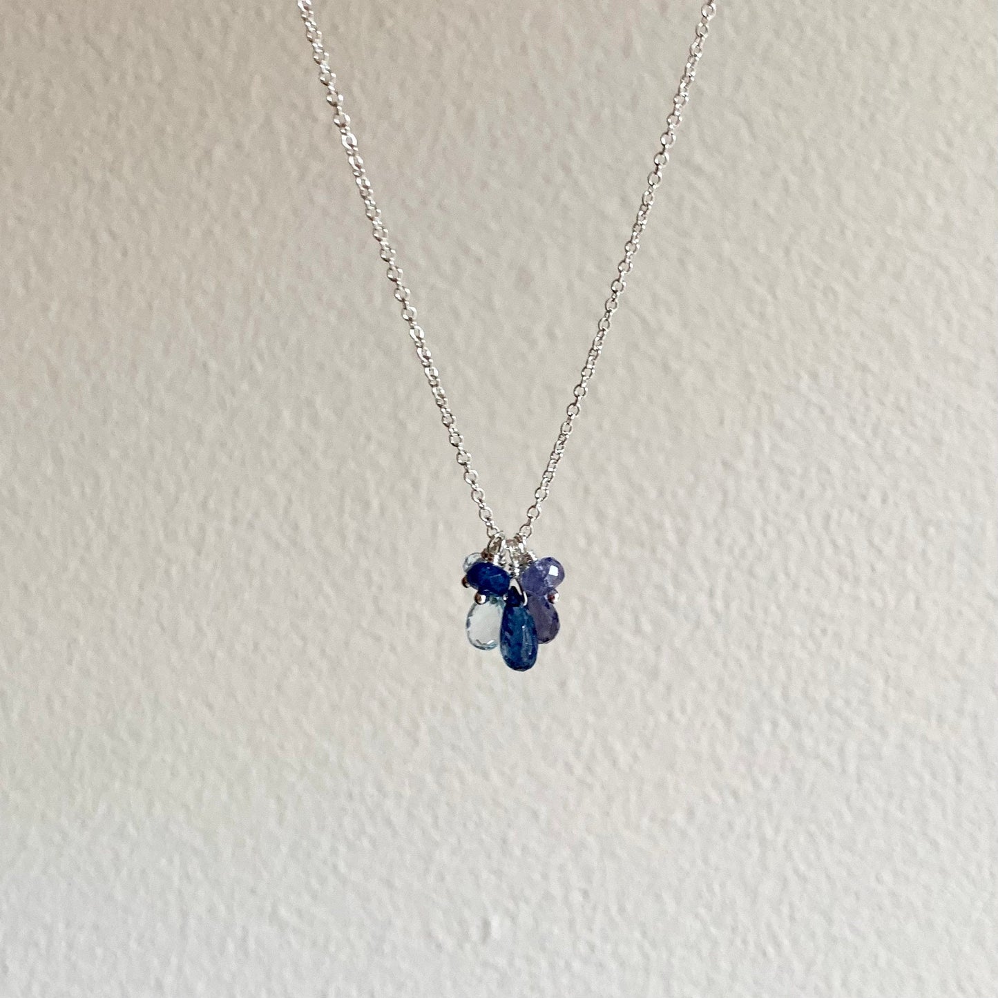 Blue Gemstone Cluster Necklace
