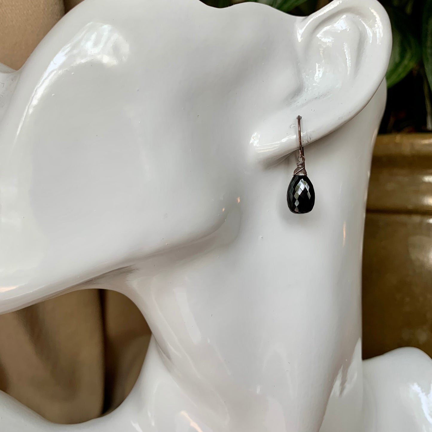 Faceted Black Spinel Drop Earrings in Oxidized Sterling Silver
