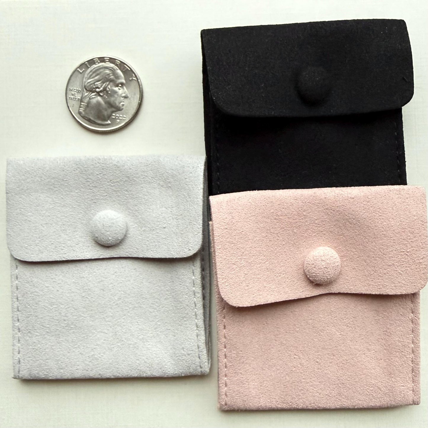 Faux Suede Jewelry Pouch with Divider | Small Envelope Gift Bag (6cm)
