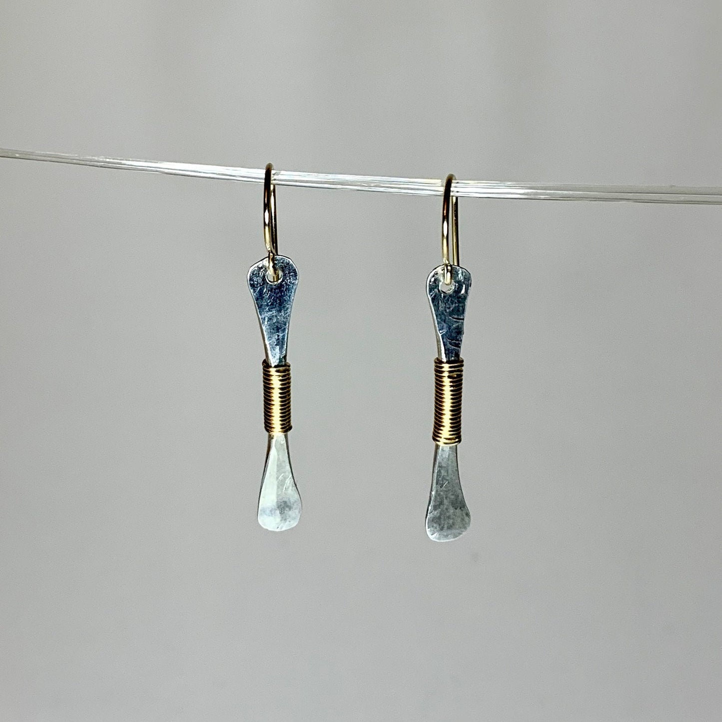 Hand-Forged Mixed Metal Silhouette Drop Earrings