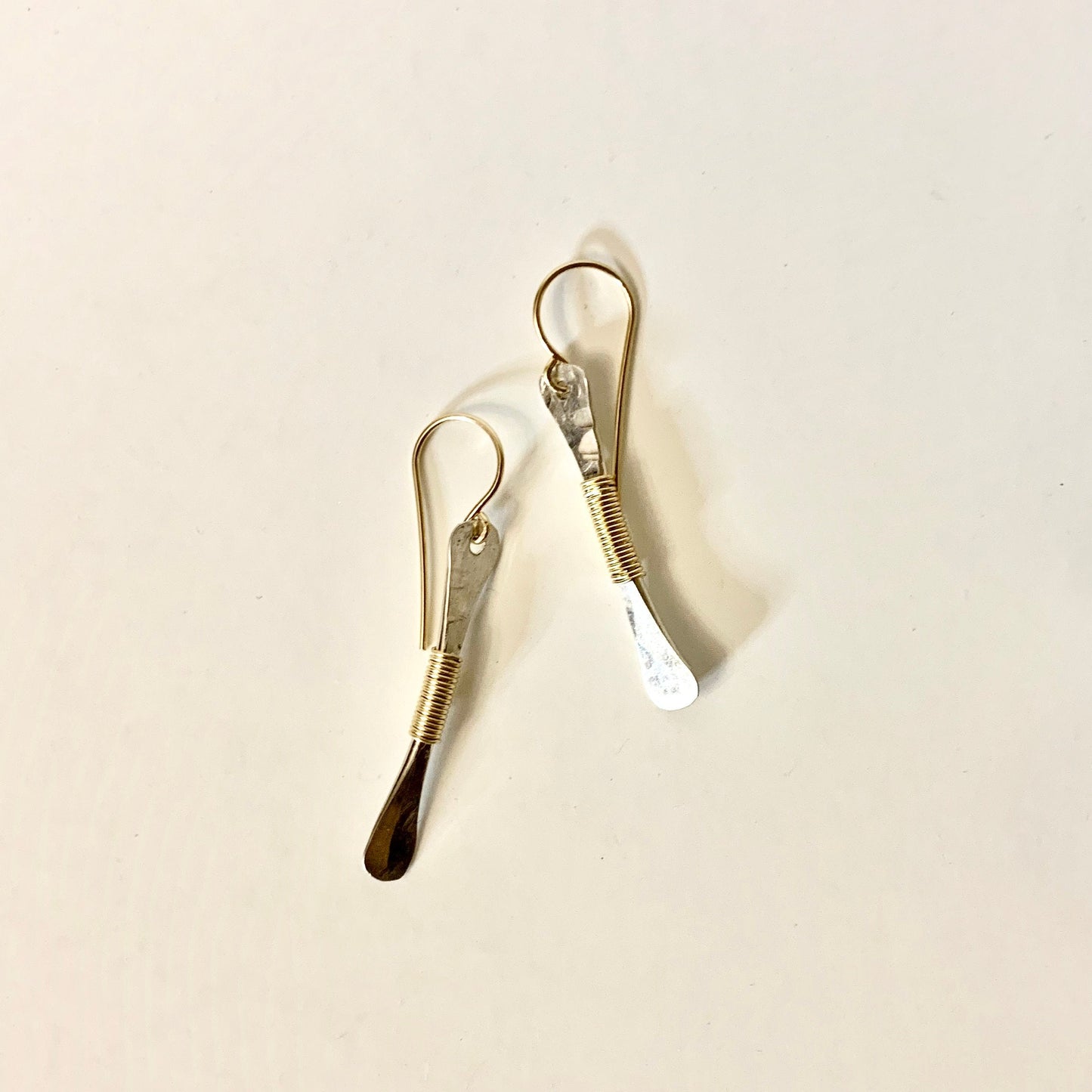 Hand-Forged Mixed Metal Silhouette Drop Earrings