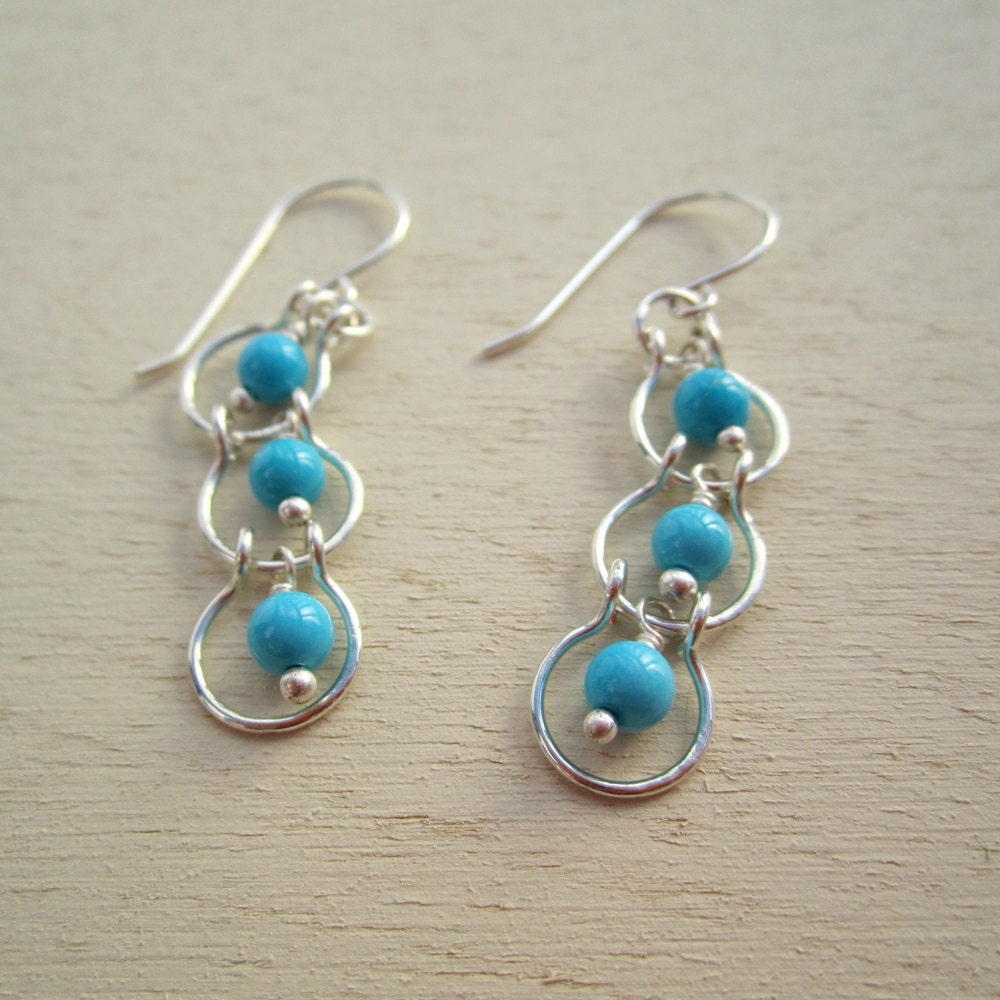Sterling Silver & Turquoise Howlite Cascading Halo Earrings
