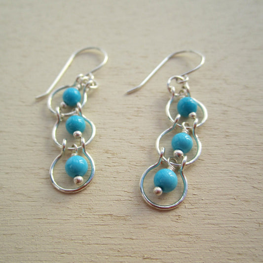 Sterling Silver & Turquoise Howlite Cascading Halo Earrings