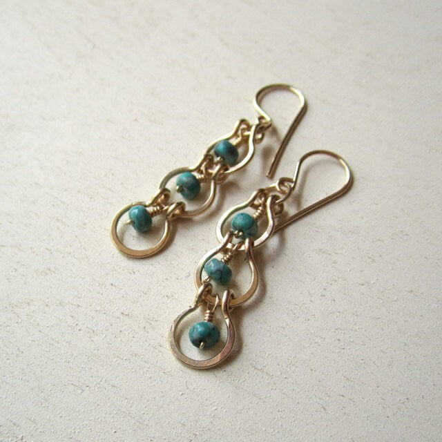 14K Gold-Fill & Matte Green Jasper Cascading Halo Earrings