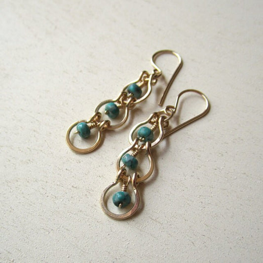 14K Gold-Fill & Matte Green Jasper Cascading Halo Earrings
