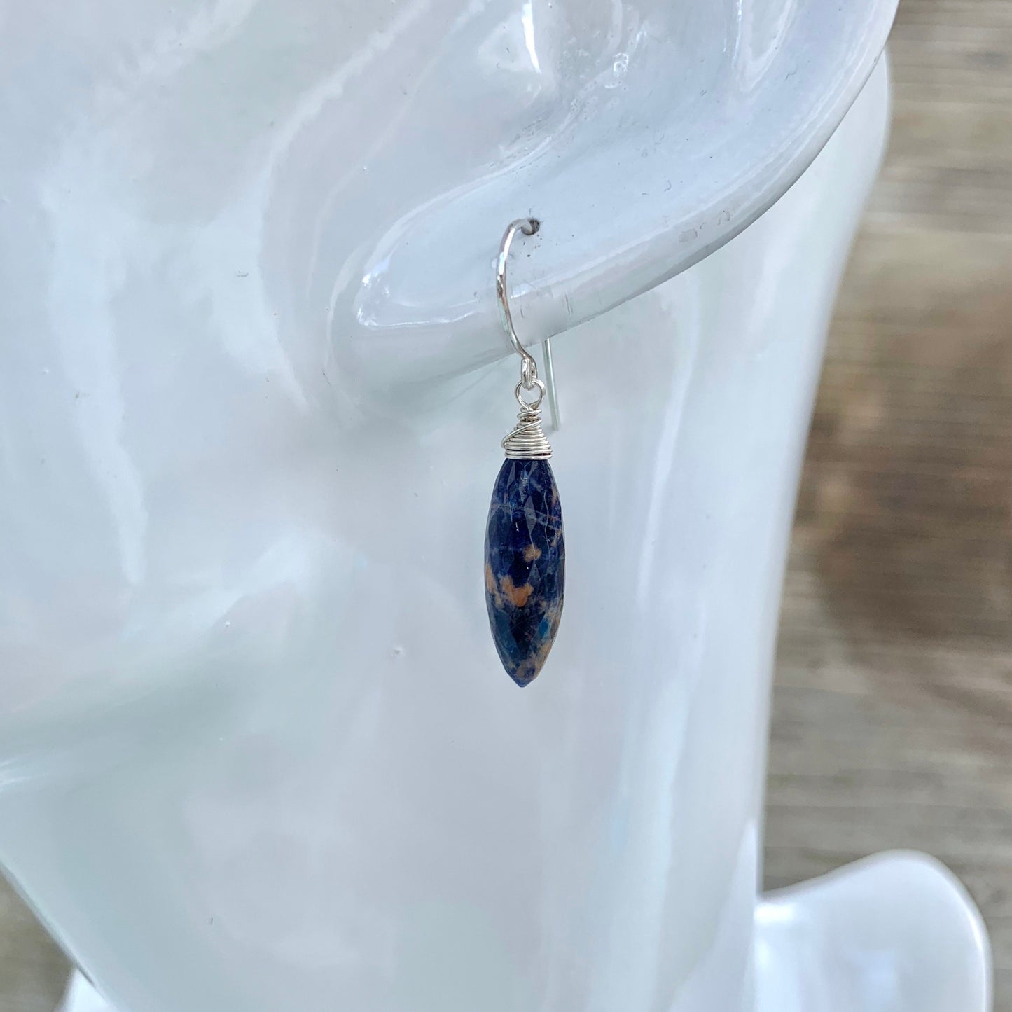 Handcrafted Sodalite Dangle Earrings – Sterling Silver Wire-Wrapped Gemstone Jewelry