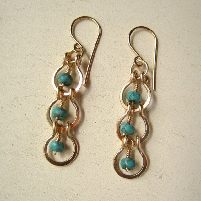 14K Gold-Fill & Matte Green Jasper Cascading Halo Earrings