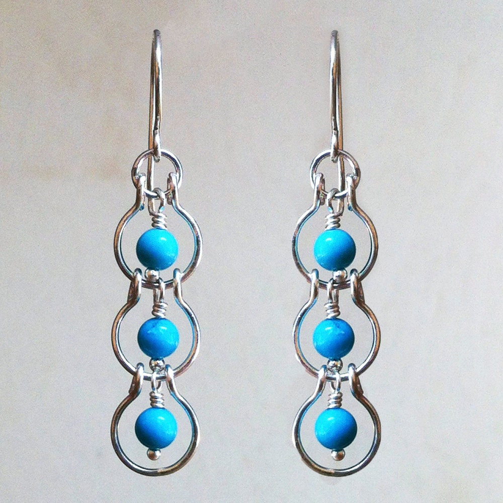 Sterling Silver & Turquoise Howlite Cascading Halo Earrings